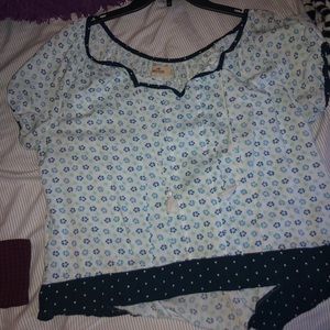 Tie neck floral t-shirt -hollister